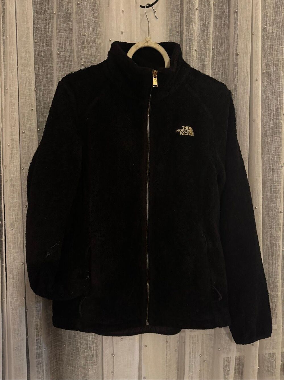 The North Face Osito Fleece Jacket Black & gold  Logo Sz medium M